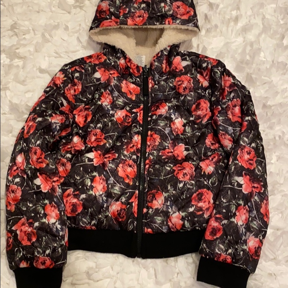 Big Girls Floral Print Puffer Jacket